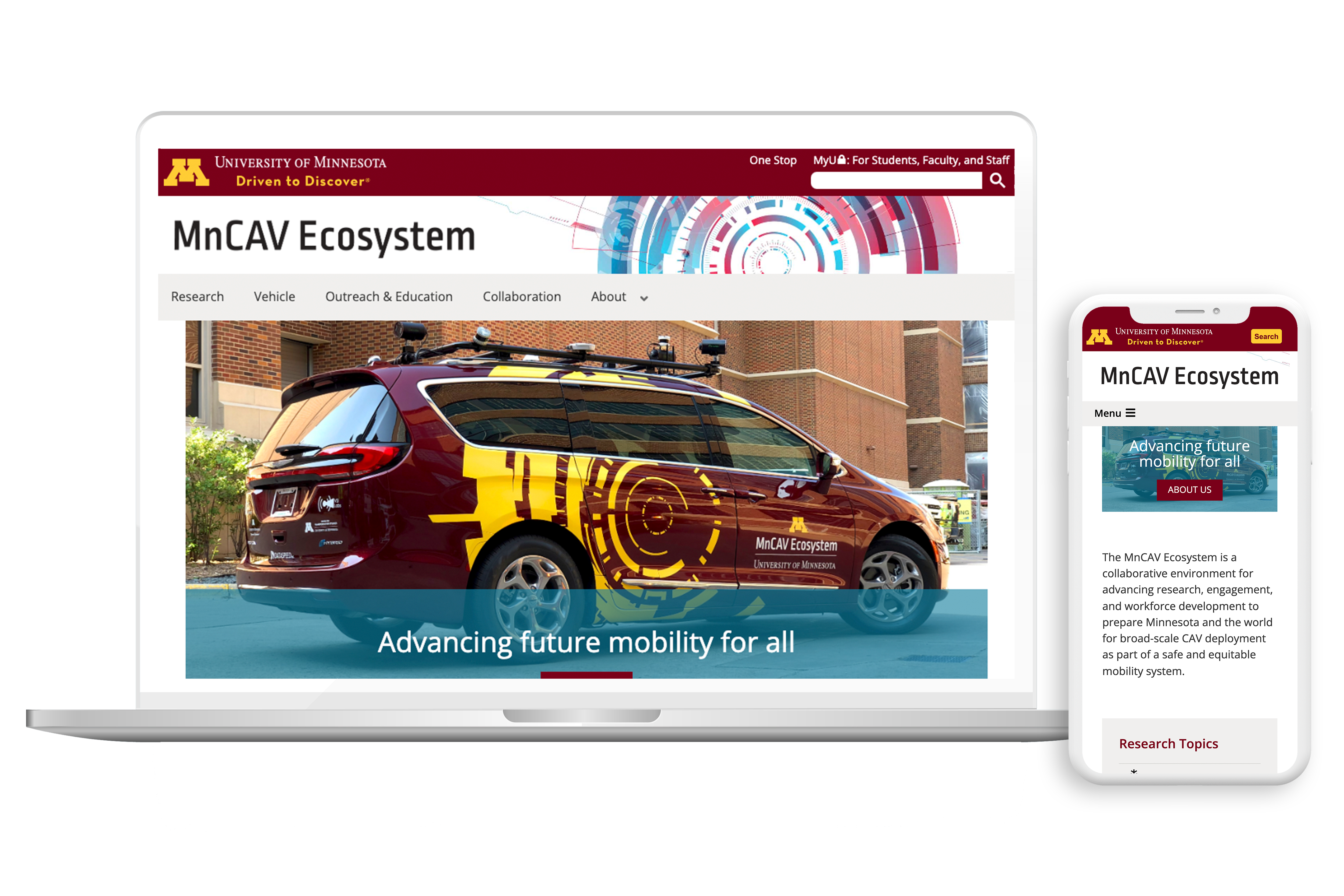 University of Minnesota MnCAV Ecosystem Website Drupal CMS