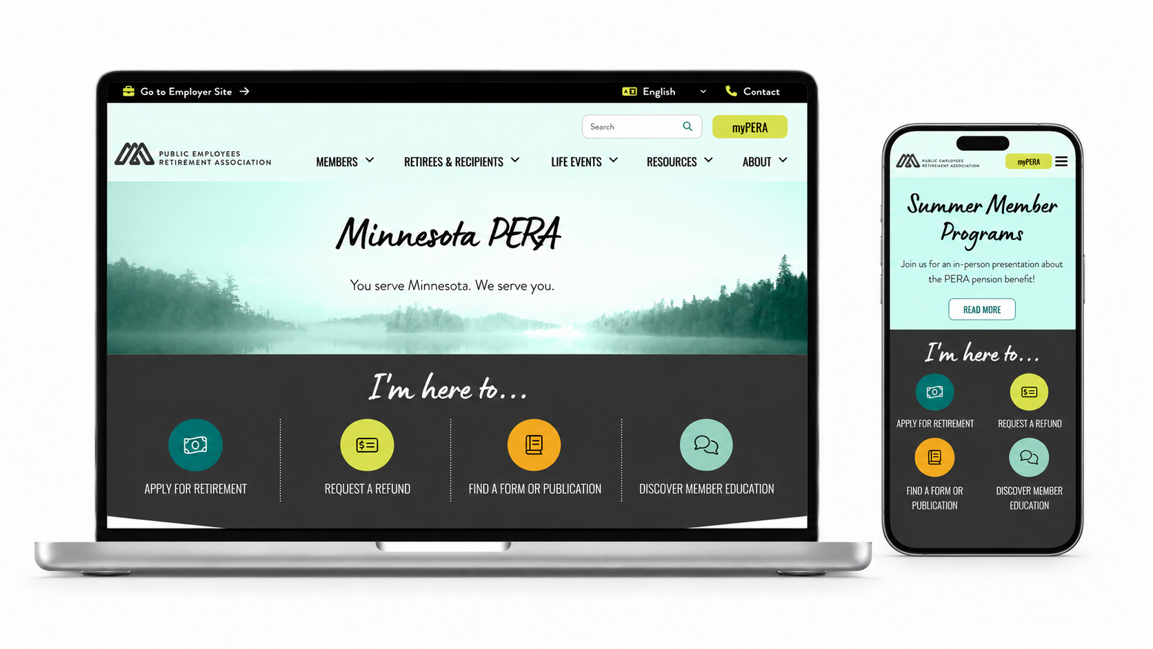 MN PERA website desktop and mobile